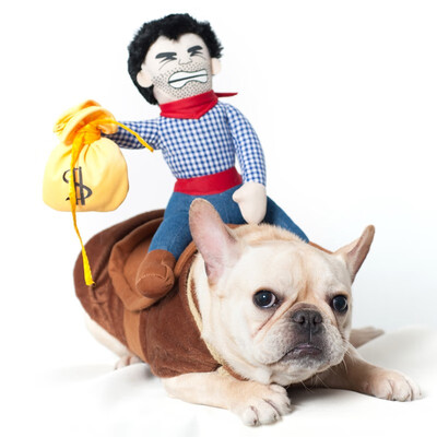 

Pet Costume Pet Suit Cowboy Rider Style Clothes With Hat And Money Bags Clothes Novelty Funny Halloween Dog Costumes for Small Med