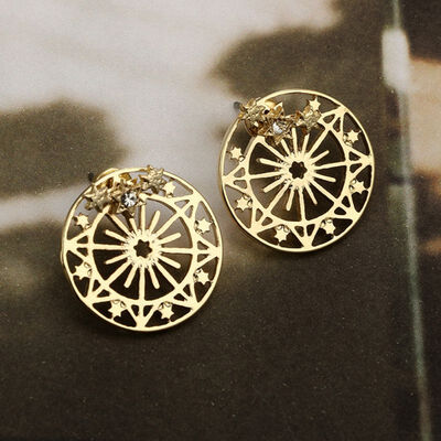 

Trendy Hollow Round Flower Woman Stud Earrings Arrival Earrings for Women Metal Stud Earrings Pendientes