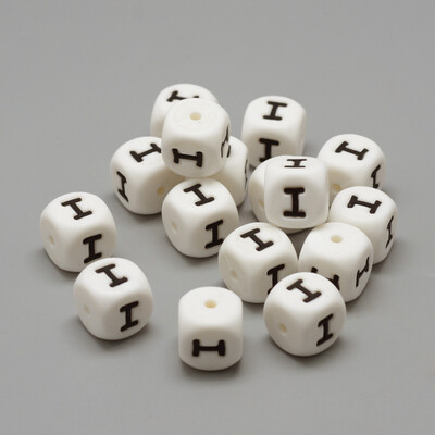 

Food Grade Environmental Silicone Beads Chewing Beads For Teethers DIY Nursing Necklaces Making Letter Style Cube White 12x1