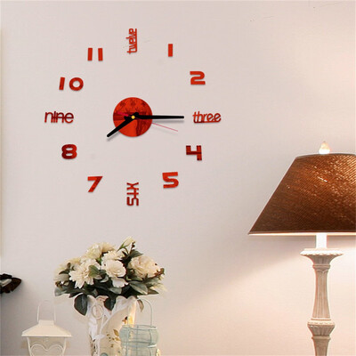 

Gobestart 3D DIY Roman Numbers Acrylic Mirror Wall Sticker Clock Home Decor Mural Decals