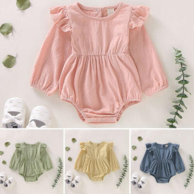 

UK Stock Newborn Baby Girl Ruffle Romper Bodysuit Playsuit Outfits Clothes 0-24M