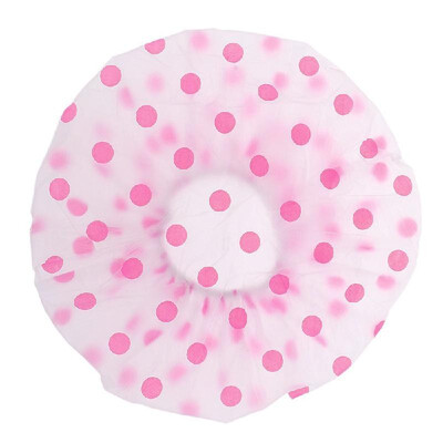 

Dot Waterproof Shower Cap Thicken Bath Hat Reusable Elastic Bathing Caps for Women Hair Salon Bathroom