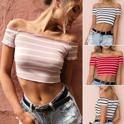

Summer Women Casual Tank Top Blouse Ladies Slim Print Crop Top T-Shirt Sportwear