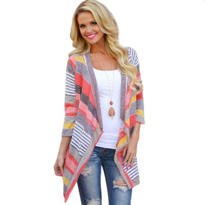 

Fashion Bright Color Women Cardigan Ladies Autumn Tops Asymmetrical Blouse