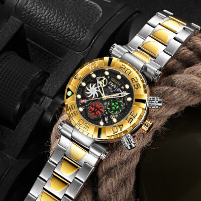 

Top Luxury Men Watches Gold silver Stainless Steel Sport male Military Watch man quartz Clock date