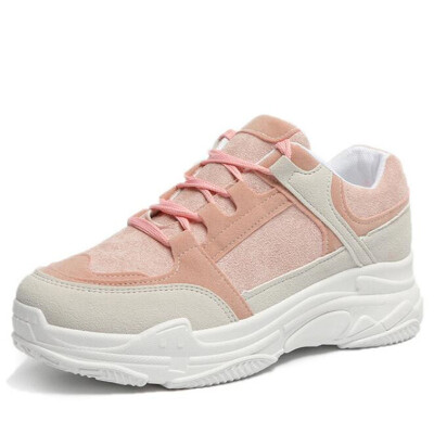 

DIWEINI 2019 Spring New Leather Womens Platform Chunky Sneakers Fashion Women Flat Thick Sole Shoes Woman Dad Footwear WJ666