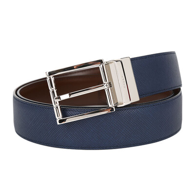 

BALLY Bally Mens Navy Blue Brown Leather Belt ASTOR 35  217 110