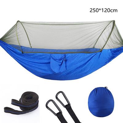 

Automatic unfolding Portable Outdoor Camping Hammock with Mosquito Net Parachute Hammocks Beds Hanging Swing Sleeping Bed Tree Ten