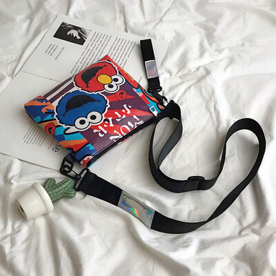 

2019 new casual fashion cartoon sesame street handbag female personality letters wild single shoulder slung small square bag