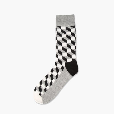 

Happy Socks Causal Breathable Lattice Hit Color New Harajuku Socks Colored Cotton Mens Crew Socks 1 Pair