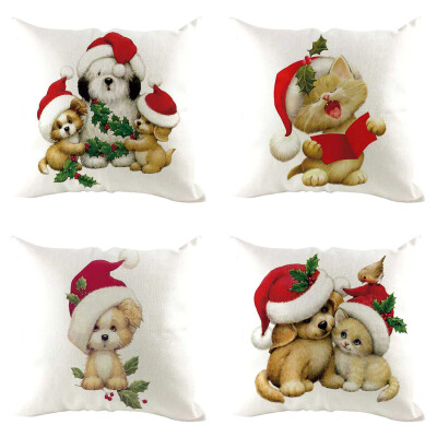 

Tailored 4Pcs Christmas Pillow Cover Pillowcases Decorative Sofa Cushion Cover Decoration