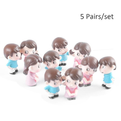 

5 pairsset Mini Couple Boy&Girl Lover Figure Resin DIY Craft Ornaments Miniature Landscape Model Home Decoration Photography Prop