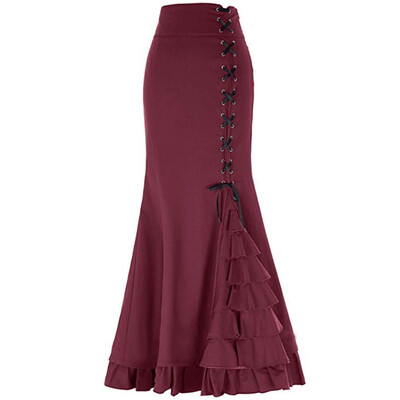 

Roseonmyhand Womens Fashion Solid Colour Vintage Bandage Mermaid Skirt