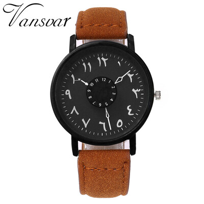 

Vansvar Silver Arabic Numbers Watch Leather Womens Clock Fashion Casual Women Quartz Wristwatches Relogio Feminino