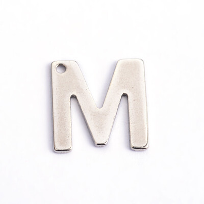 

304 Stainless Steel Letter Charms LetterM 11x105x05mm Hole 1mm