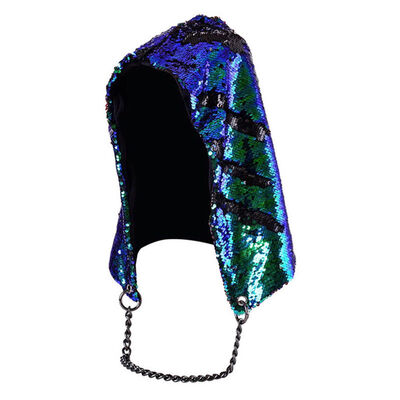 

Women Reversible Mermaid Sequin Glitter Dress Up Hood Hat Baggy Beanie Ski Cap Hallowmas