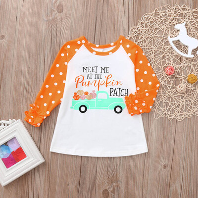 

Toddler Baby Kids Girl Ruffle Letter Pumpkin Tops T-Shirt Halloween Clothes