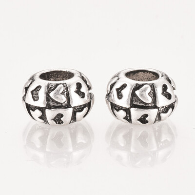 

Tibetan Style Alloy European Beads Large Hole Beads Rondelle with Heart Antique Silver 105x7mm Hole 5mm