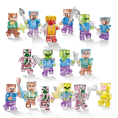 

HOT Minecrafted Steve Alex Zombie Enderman Reuben Skeleton Weapon Action Figures Toys Compatible With LegoINGlys Blocks