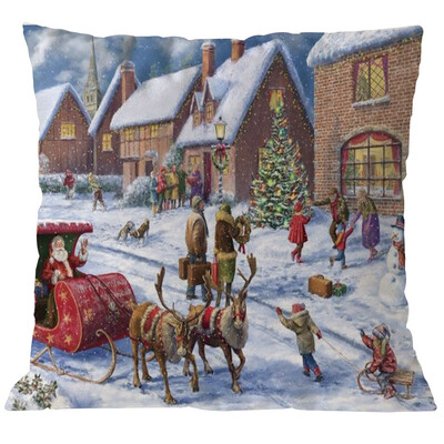 

Tailored Merry Christmas Pillow Cases Linen Sofa Cushion Cover Home Decor Pillow Core