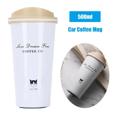 

500ml Stainless Steel Car Coffee Cup Leakproof Insulated Thermal Thermos Cup Car Portable Travel Coffee Mug