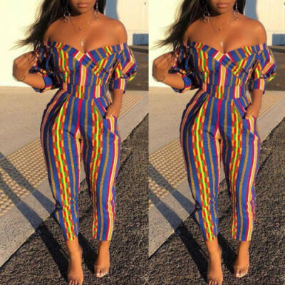 

Ladies Off Shoulder Clubwear Playsuit Bodysuit Party Jumpsuit Romper Trousers US