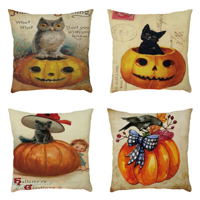 

4PCS Halloween Decorative Pillowcase Soft Material Throw Pillow Covers Cushion Covers 4545cm Home Living Room Decoration