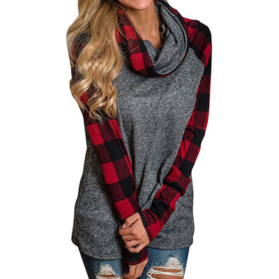 

Nomeni Womens Turtleneck Tops Plaid Shirts Tunic Long Sleeve Pullover Sweatshirt BK3XL