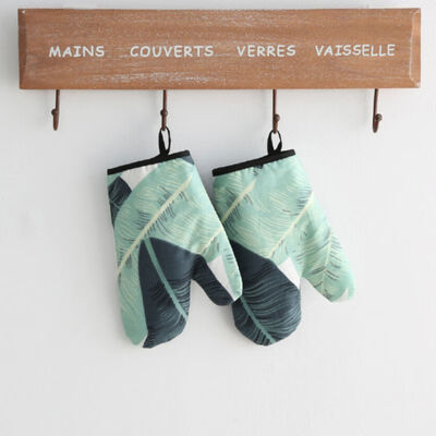 

1 Pcslot Oven Mitt Kitchen Cooking Glove Simple Nordic Style Heat Resistant Thick Microwave Glove Non-slip Pattern Random