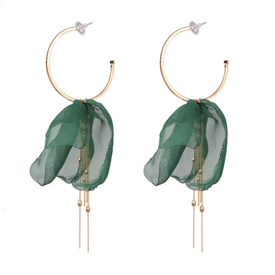 

Bohemia Trendy Yarn Flowers Drop Earrings For Women Wedding Party Jewelry Ethnic Statement Earrings Female 2019