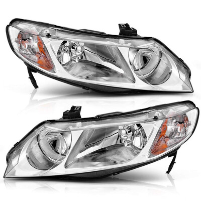 

For 2006-2011 Honda Civic 4-Door Headlight Assembly Headlamp Replacement with Amber Park Lens