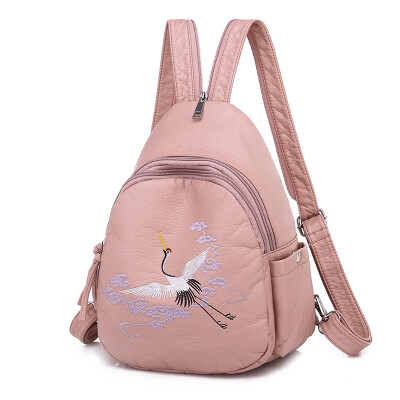 

Mini Shoulder Bag Womens Bag Korean Chao Baitao Fashion Embroidery Soft Leather Backpack Dual Purse Women