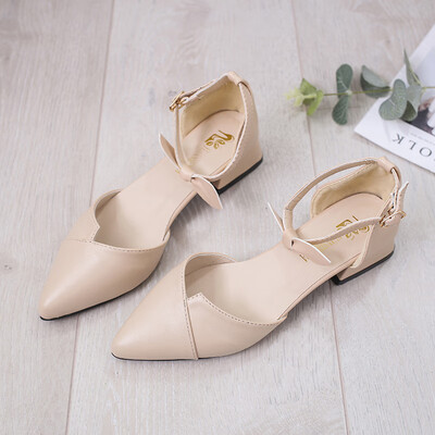 

Pointed word with thick-heeled sandals 2019 summer new Korean version of Joker net red heel Baotou shoes womens shoes