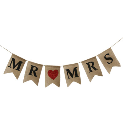 

Dovetail MR MRS Letter Love Heart Triangle Garland Wedding Banner Fla