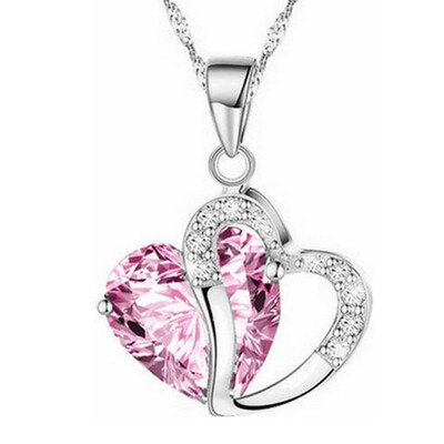 

Fashion Women Heart Crystal Rhinestone Alloy Chain Pendant Necklace Jewelry