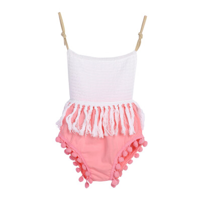 

Newborn Toddler Baby Girls Sleeveless Tassels Strap Romper