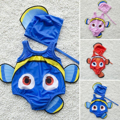 

UK Toddler Kids Baby Girl Goldfish Swimwear Bikini Swimsuit CostumeSwimming Cap