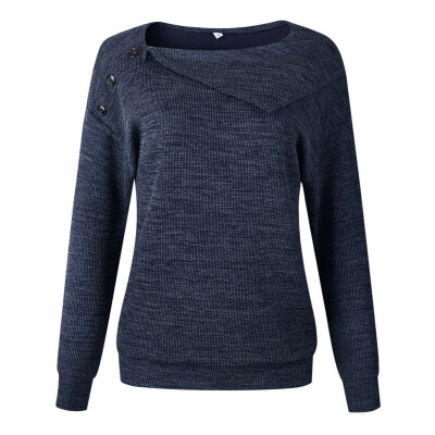 

Autumn Winter Button Knitted Ladies Tops T Shirt Fashion Casual Lrregular Solid Long Sleeve Women Top