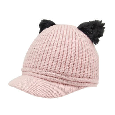 

Fashion Kids Girls Winter Warm Hat Cat Ear Peaked Cap Casual Knitted Hats