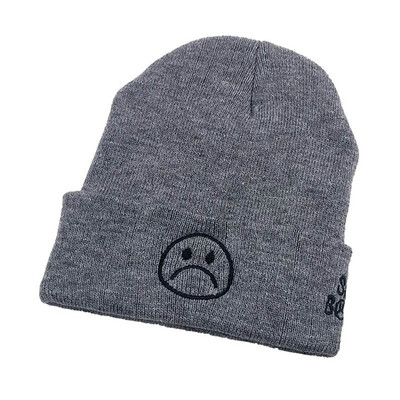 

High Quality sad boy Crying face Very Casual Beanies For Men Women Fashion Knitted Winter Hat Hip hop cap