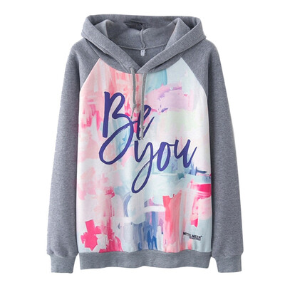 

Toponeto Women Long Sleeve O-Neck Tie Dye Letter Print Zipper Pockets Sport Pullover