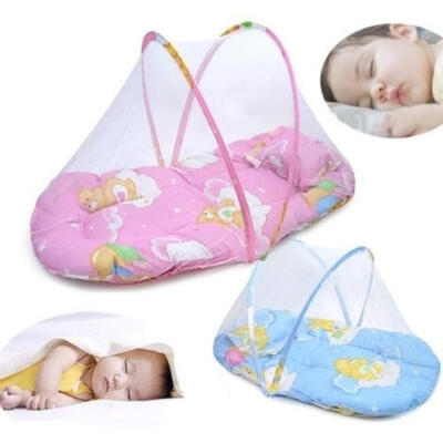 

Baby Bed Portable Folding Travel Crib Bed Canopy Mosquito Net Tent With Pillow