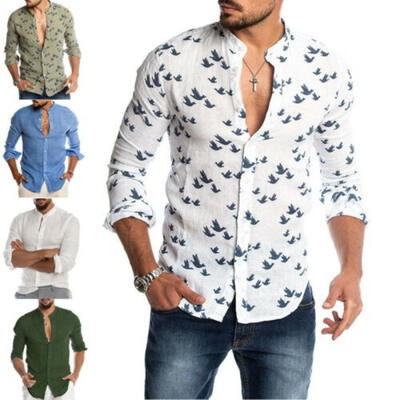 

Fashion Men´s Casual V-neck Shirt Button Down Slim Fit Long Sleeve Formal Shirts