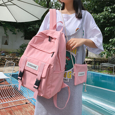 

Fashion schoolbag female ins Korean version ulzzang high school student backpack tide large capacity junior high school double sho