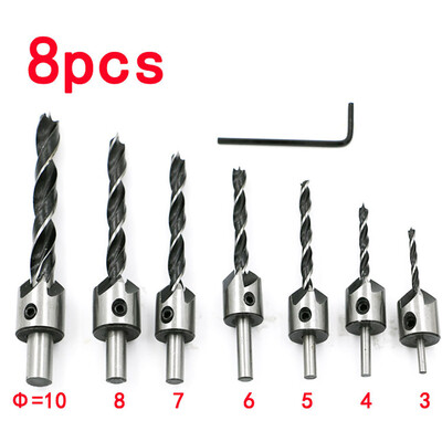 

〖Follure〗8Pcs Woodworking Countersink Drill Bit Chamfer High Speed Steel Drill Bit 3-10mm