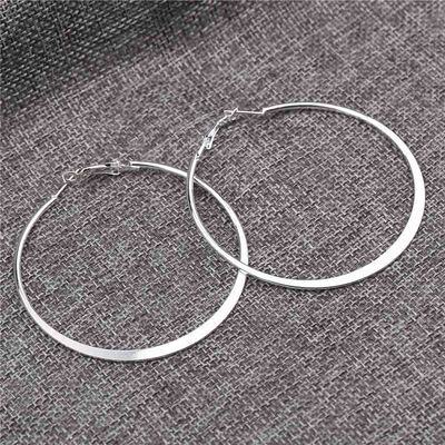 

Silver Plated Plain 2mm Thin Polished Round Hoop Earrings Trend High Quality