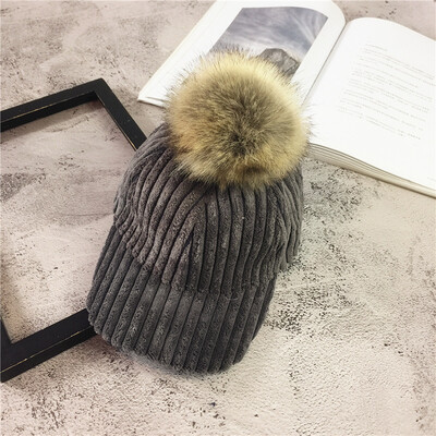 

Hat Women autumn&winter Korean fashion wool ball baseball hat fashion student Hat Winter thickening lovely Street cap