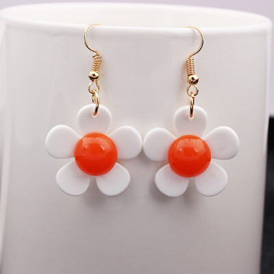 

EK563 Korean Fashion Daisy Flower Drop Earrings for Women Sweet Wedding Jewelry Candy Color Pendientes Valentines Day Gift