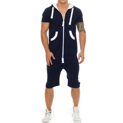 

SUNSIOM Stylish Men Short Sleeve Shirts Pants Jumpsuit Romper One Piece Shorts Playsuits