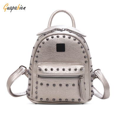 

Guapabien Rivet Mini Backpack PU Leather Water Resistant Women Bag